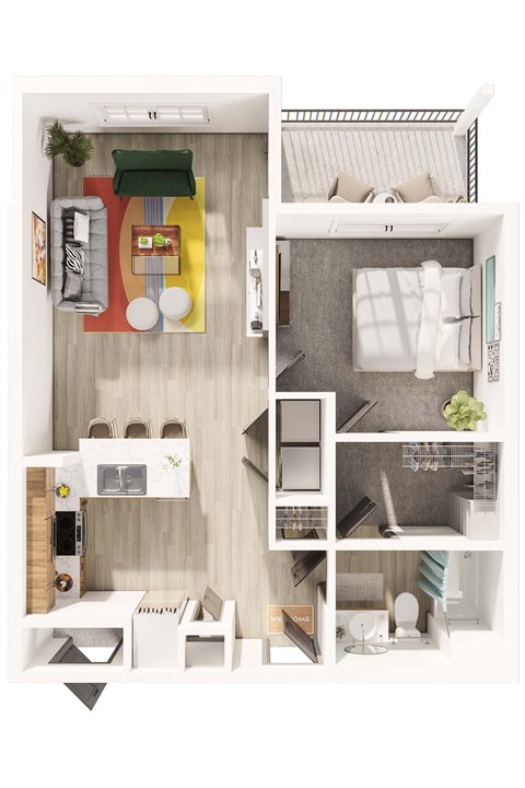 a floor plan of a studio apartment